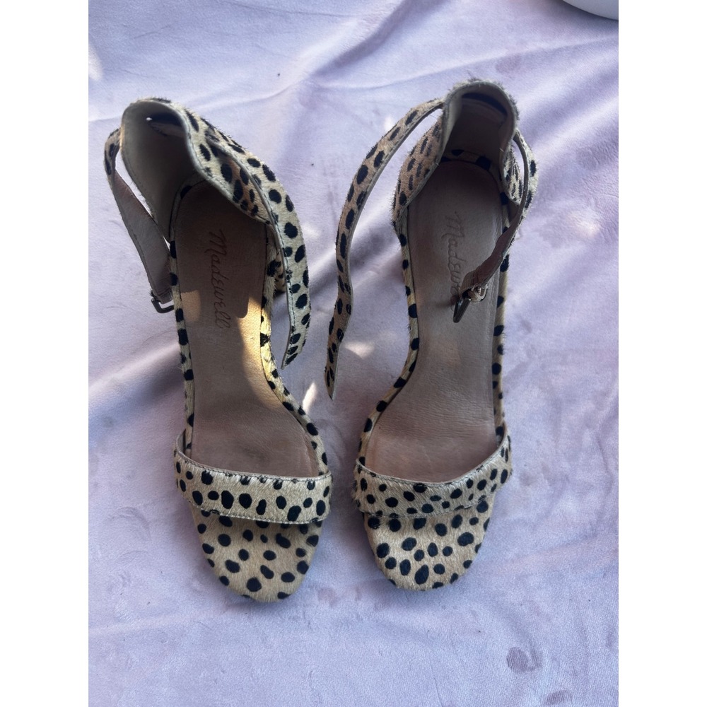 Madewell Leopard Print Calf Hair Block Heel Sandals Tan‎ Black Size 7 - Picture 5 of 9